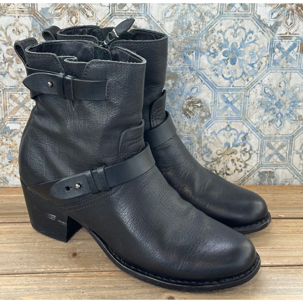 Rag & Bone Moto Ankle Boots Leather Buckle Women 9 / 39 Black